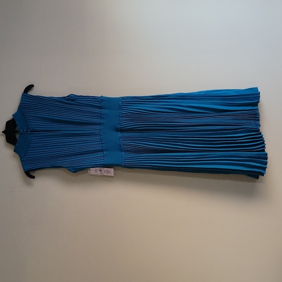 Nanette Nanette Lepore Teal Smocked Neck Pleated Sleeveless Dress 10 - Picture 11 of 15